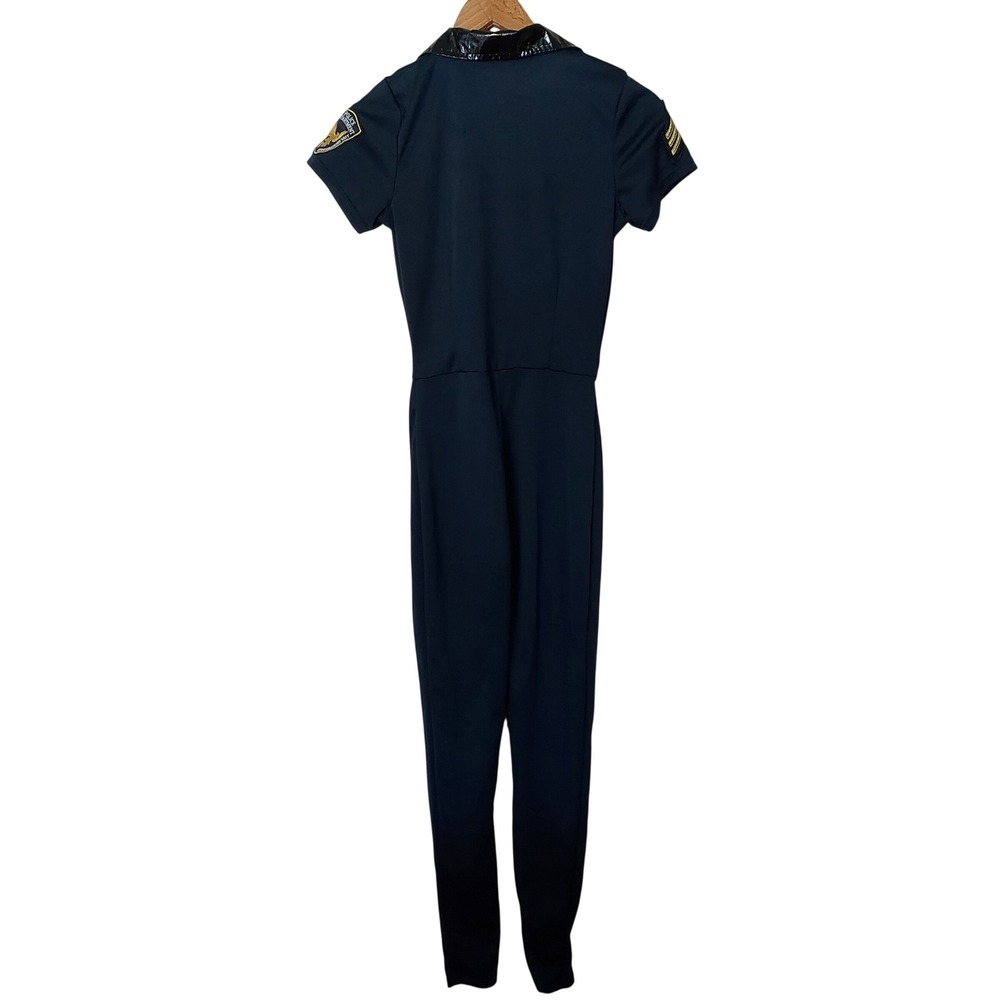 Spirit Halloween Womens Police Officer Costume Jumpsuit Navy Blue Small Badge - Picture 3 of 6